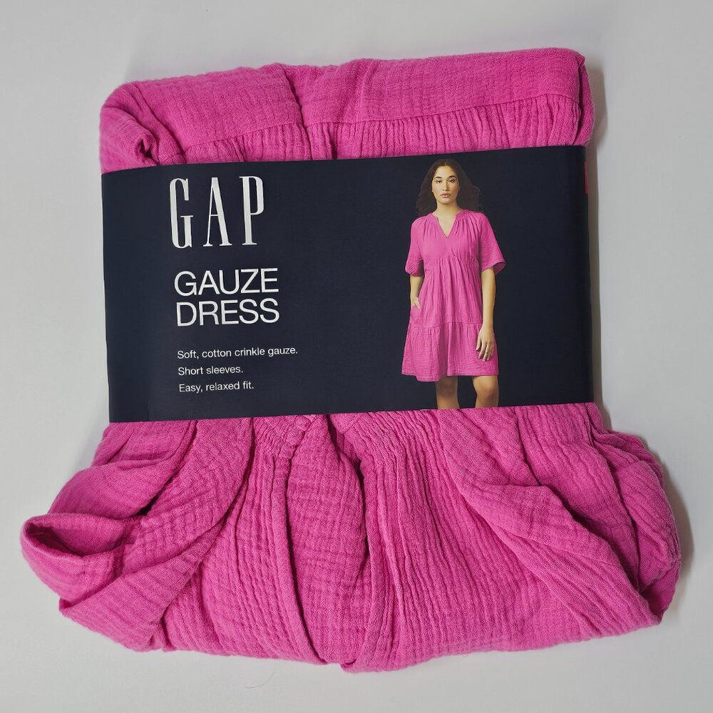 Gap Women's Cotton Crinkle Gauze Dress Relaxed Fit Short Sleeve - Picture 8 of 10